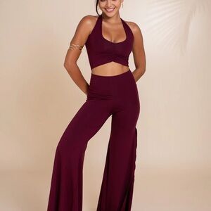 Royal Codes Juno Slit Pant in Cherry Stone